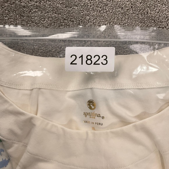 Spartina 449 Island Dress Women XLarge Beige Blue Peeples Song Floral Fringe - Picture 13 of 13